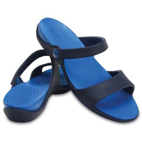 crocs cleo v navy blue flip flops